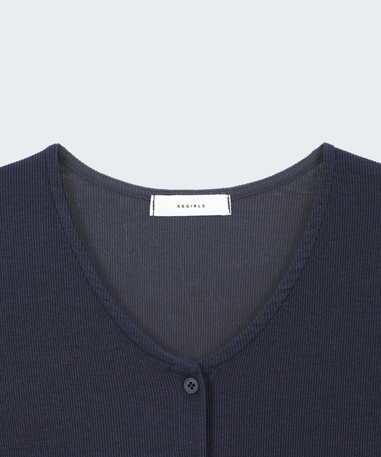 スリムリブ半袖カーデガン(6color)