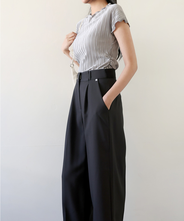 プリーツシャーリング半袖Tシャツ GREY