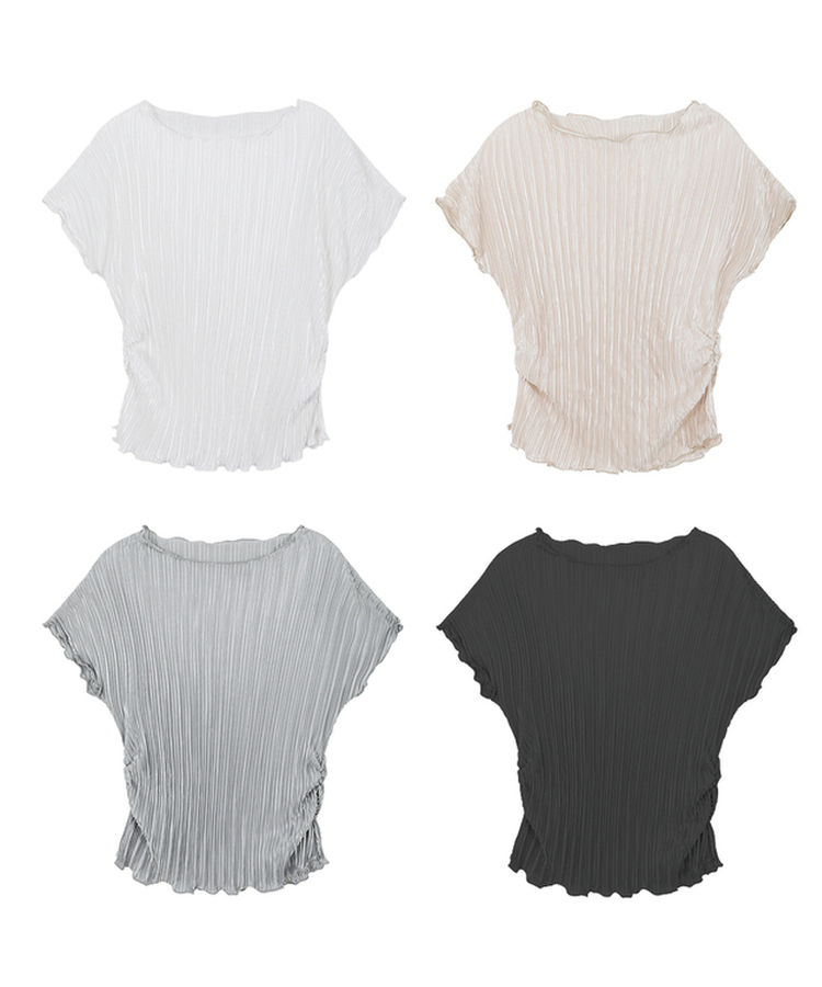 プリーツシャーリング半袖Tシャツ