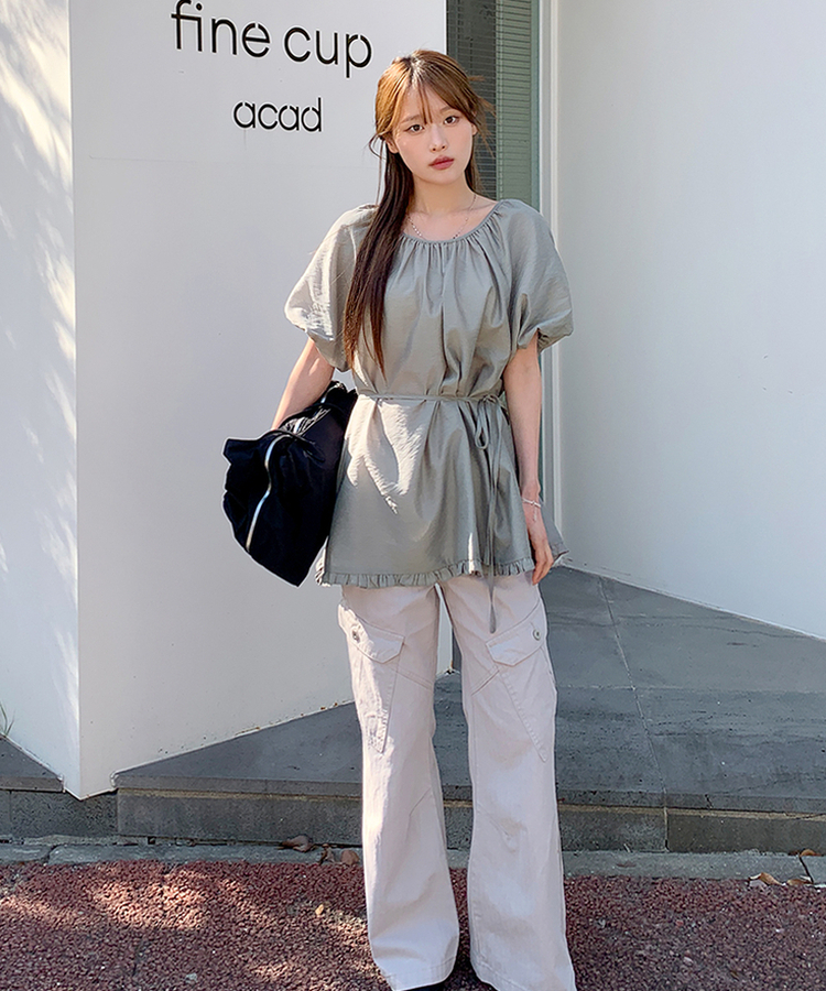 バルーンパフブラウス MINT GRAY