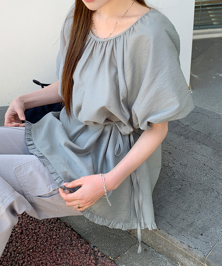 バルーンパフブラウス MINT GRAY