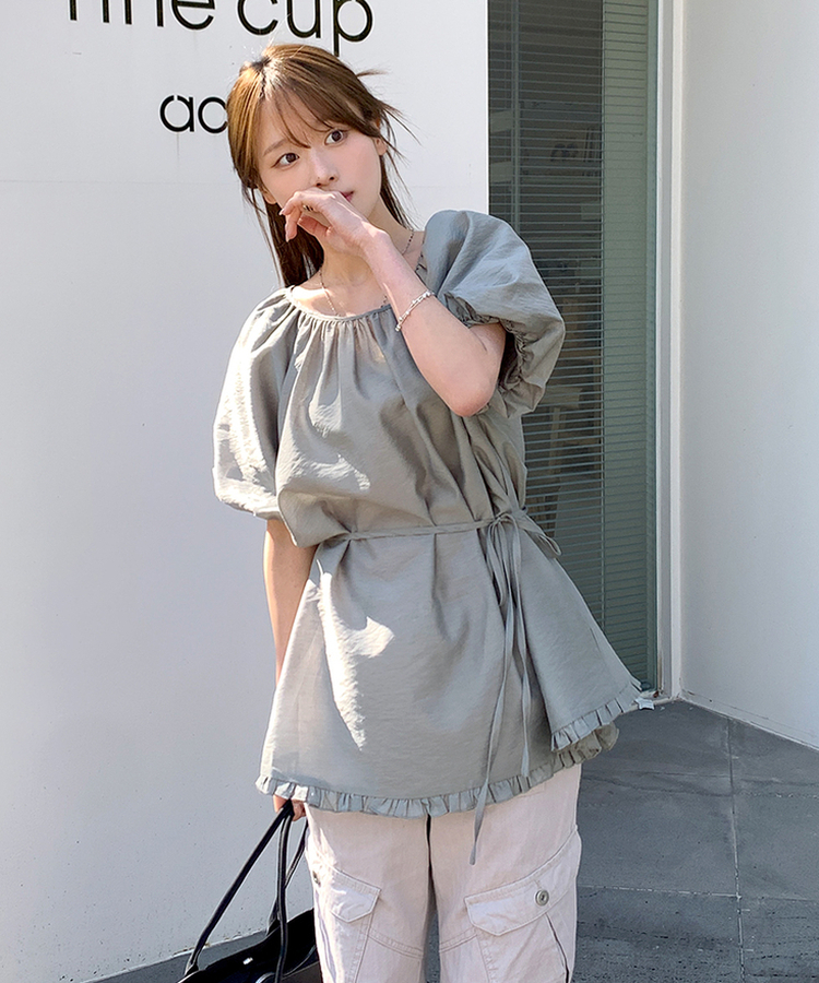 バルーンパフブラウス MINT GRAY