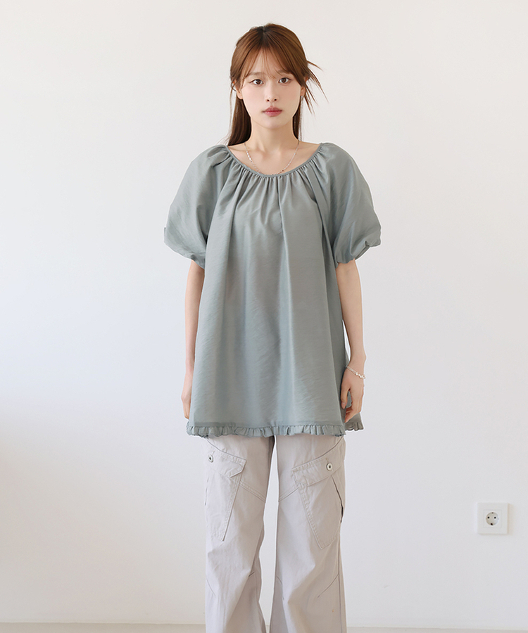 バルーンパフブラウス MINT GRAY