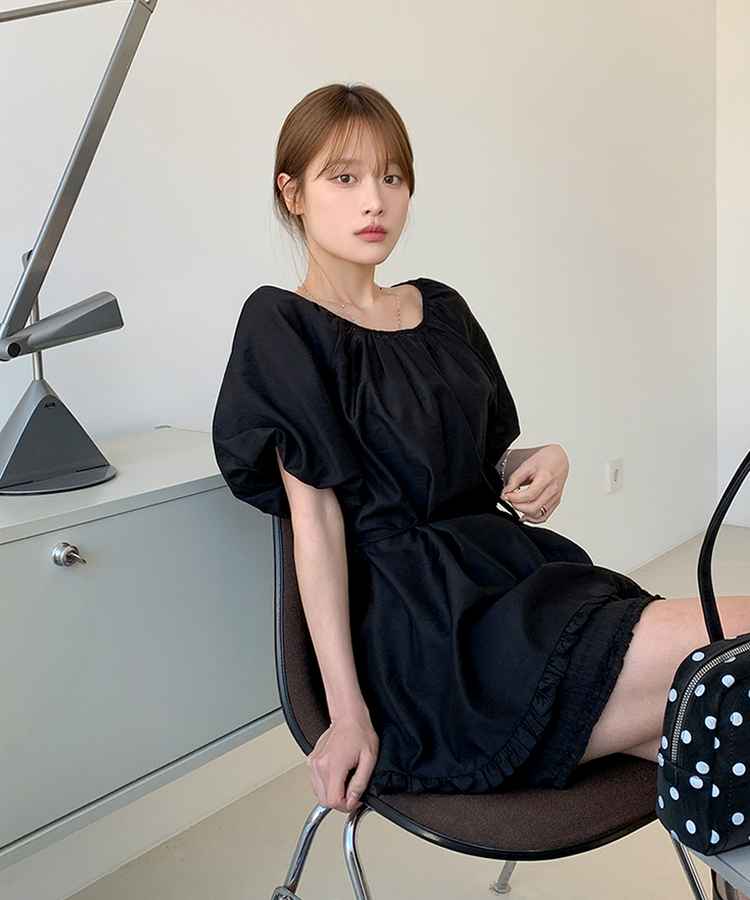 バルーンパフブラウス BLACK