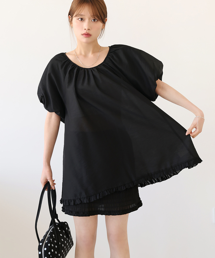 バルーンパフブラウス BLACK