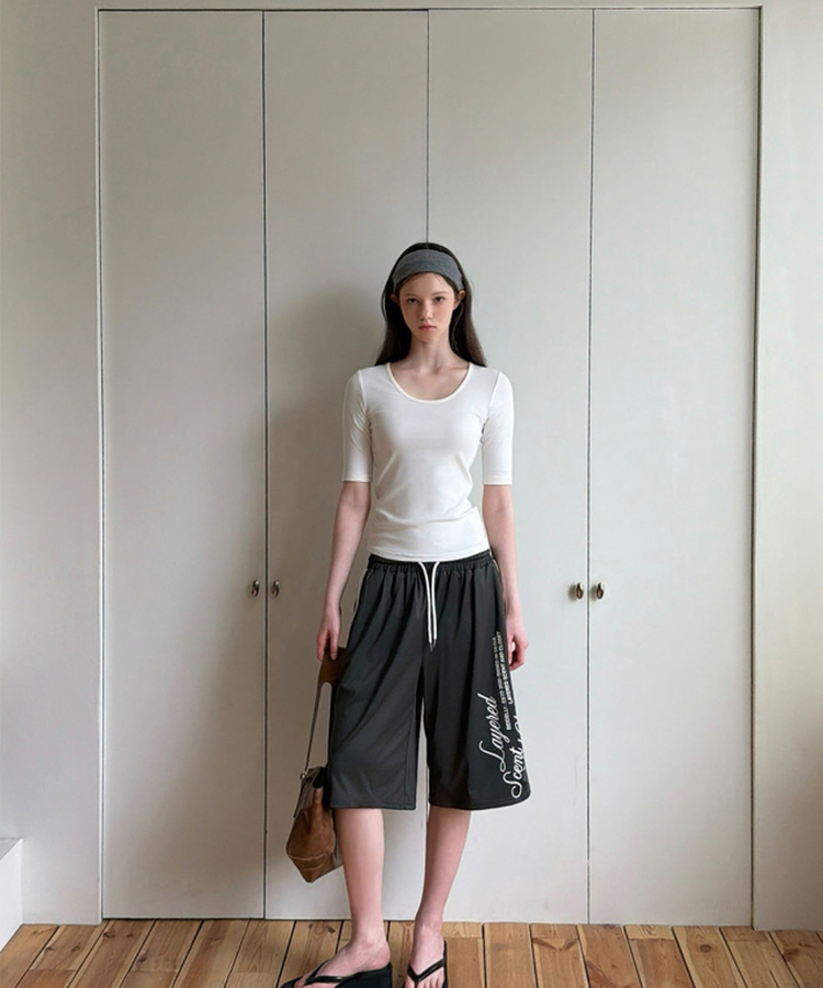 レタリングナイロントラックラインパンツ KHAKI