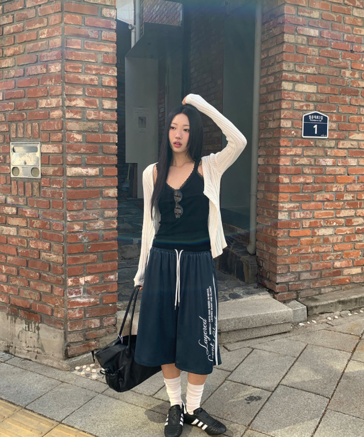 レタリングナイロントラックラインパンツ NAVY