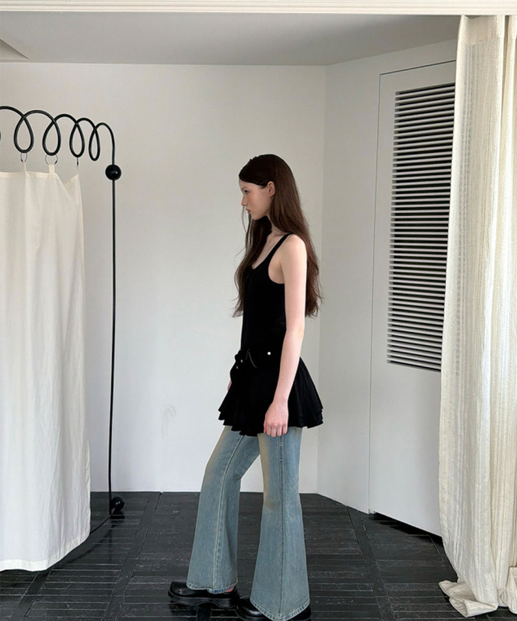 レイヤードキャミソールワンピース BLACK