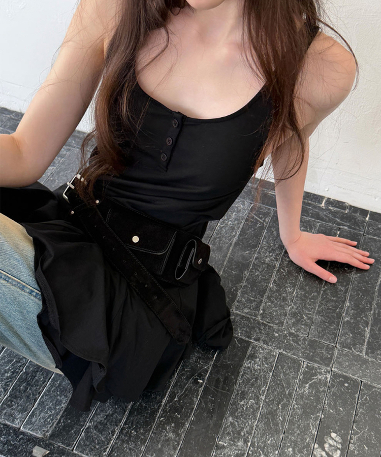 レイヤードキャミソールワンピース BLACK