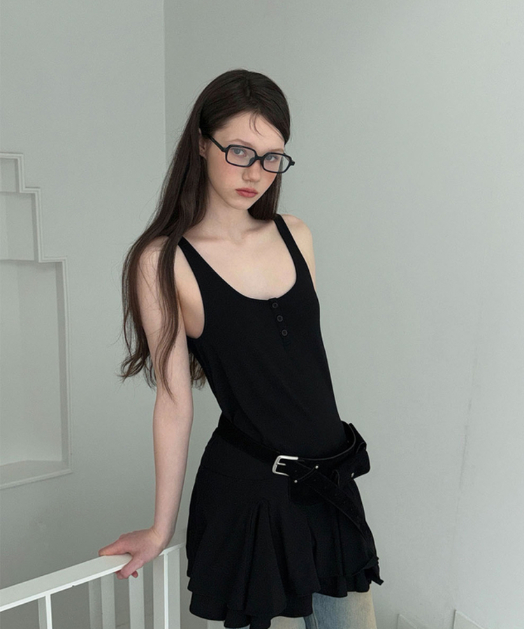 レイヤードキャミソールワンピース BLACK