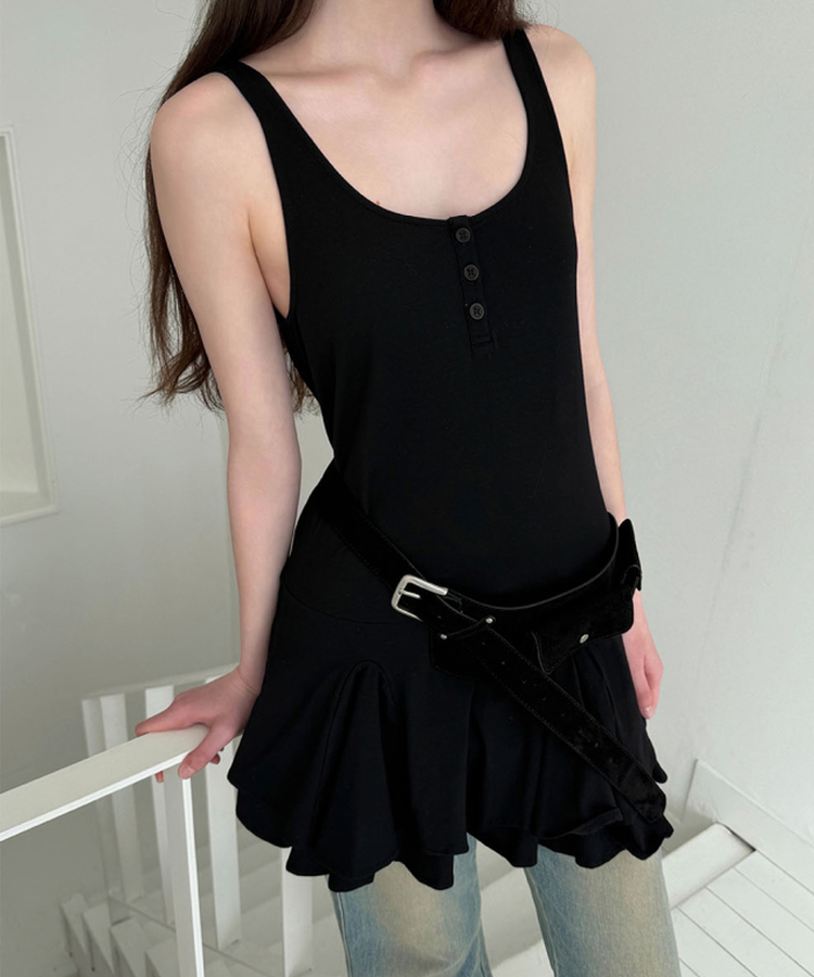 レイヤードキャミソールワンピース BLACK