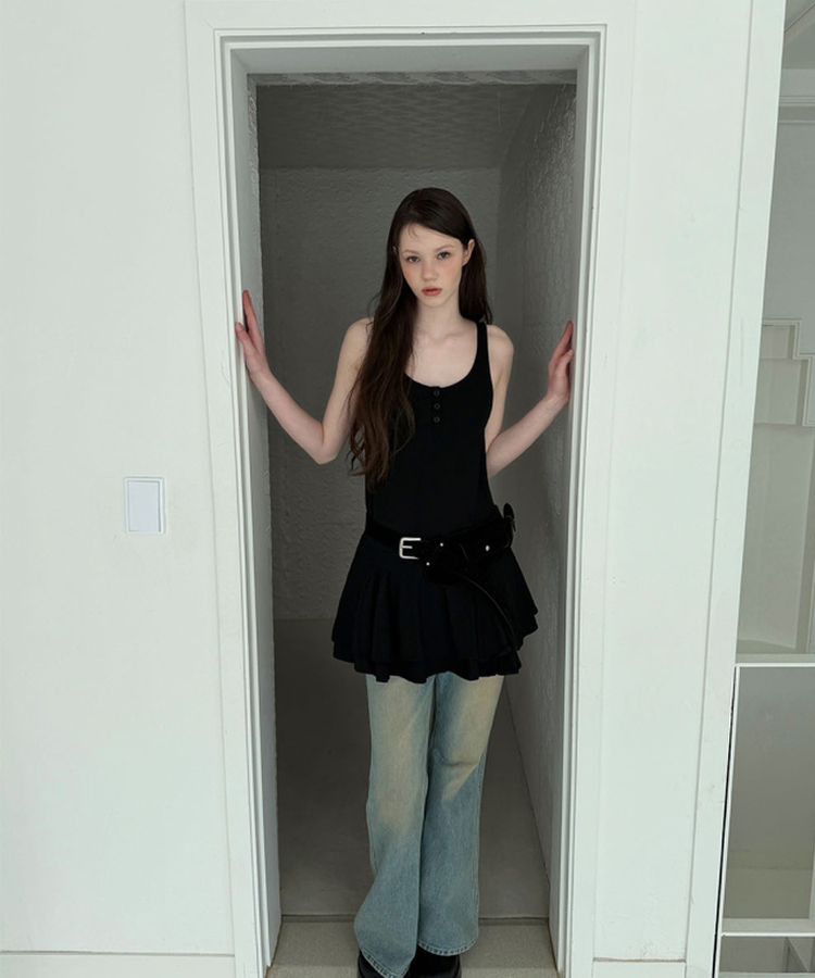 レイヤードキャミソールワンピース BLACK