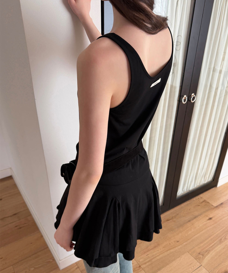 レイヤードキャミソールワンピース BLACK