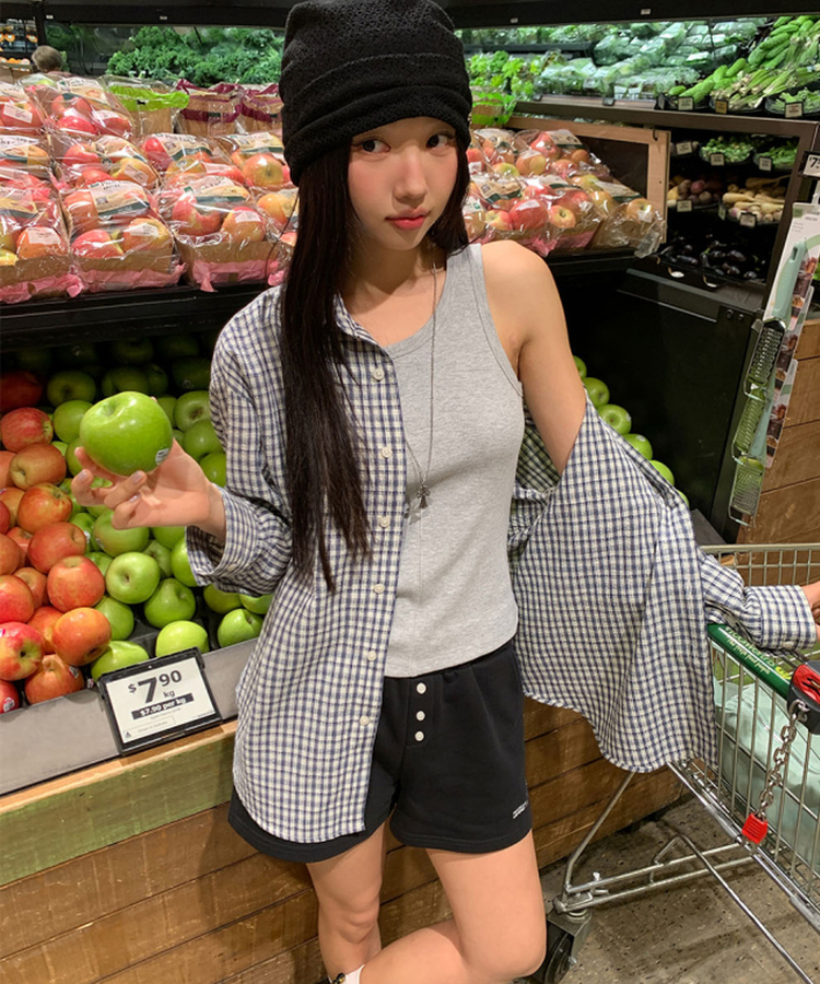 スリットリブキャミソール(5color) GREY