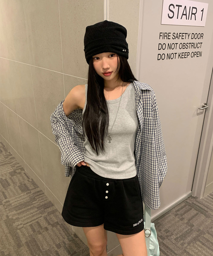 スリットリブキャミソール(5color) GREY