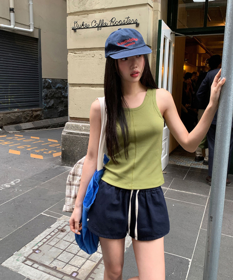 スリットリブキャミソール(5color) OLIVE