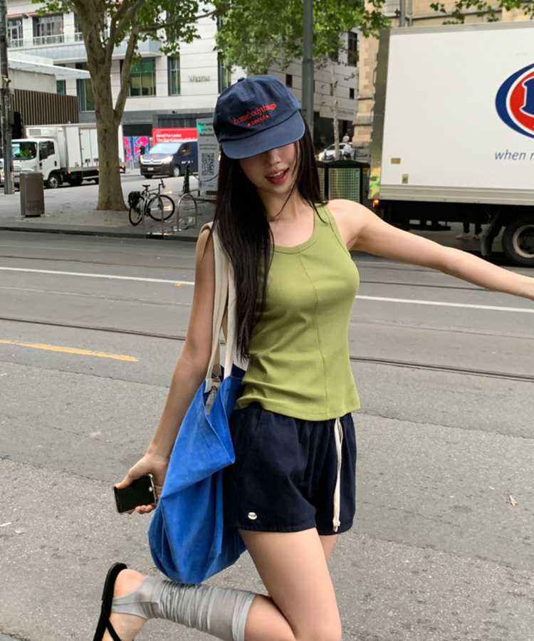 スリットリブキャミソール(5color) OLIVE