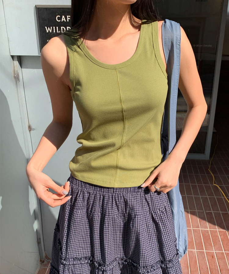 スリットリブキャミソール(5color) OLIVE
