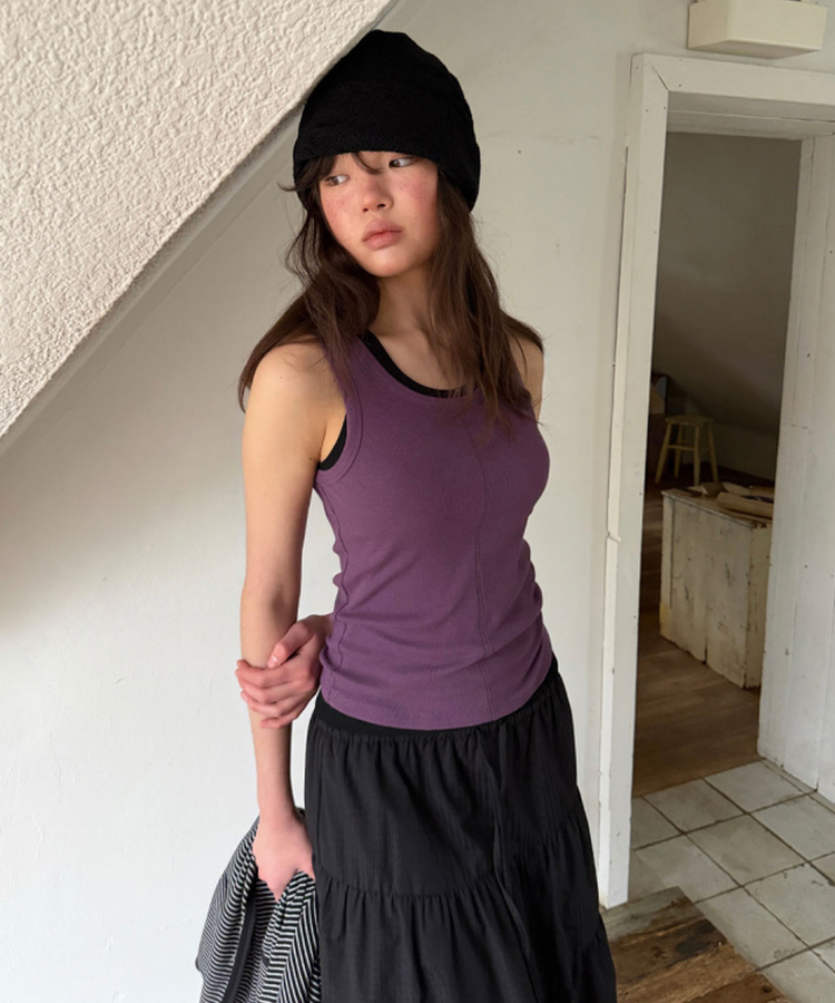 スリットリブキャミソール(5color) PURPLE