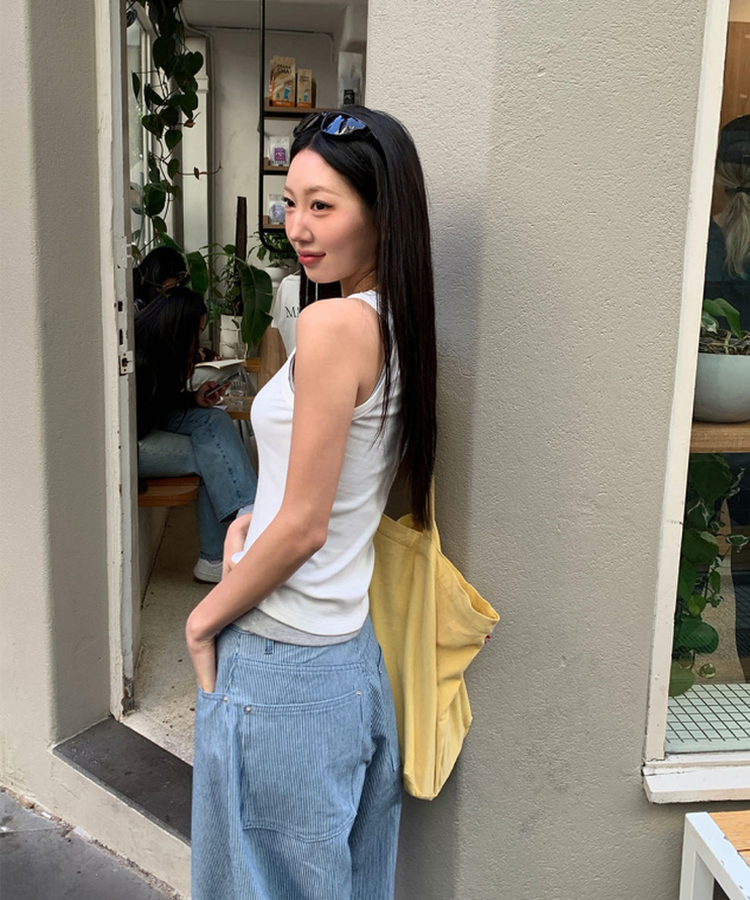 スリットリブキャミソール(5color) WHITE