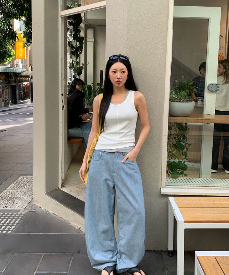 スリットリブキャミソール(5color) WHITE