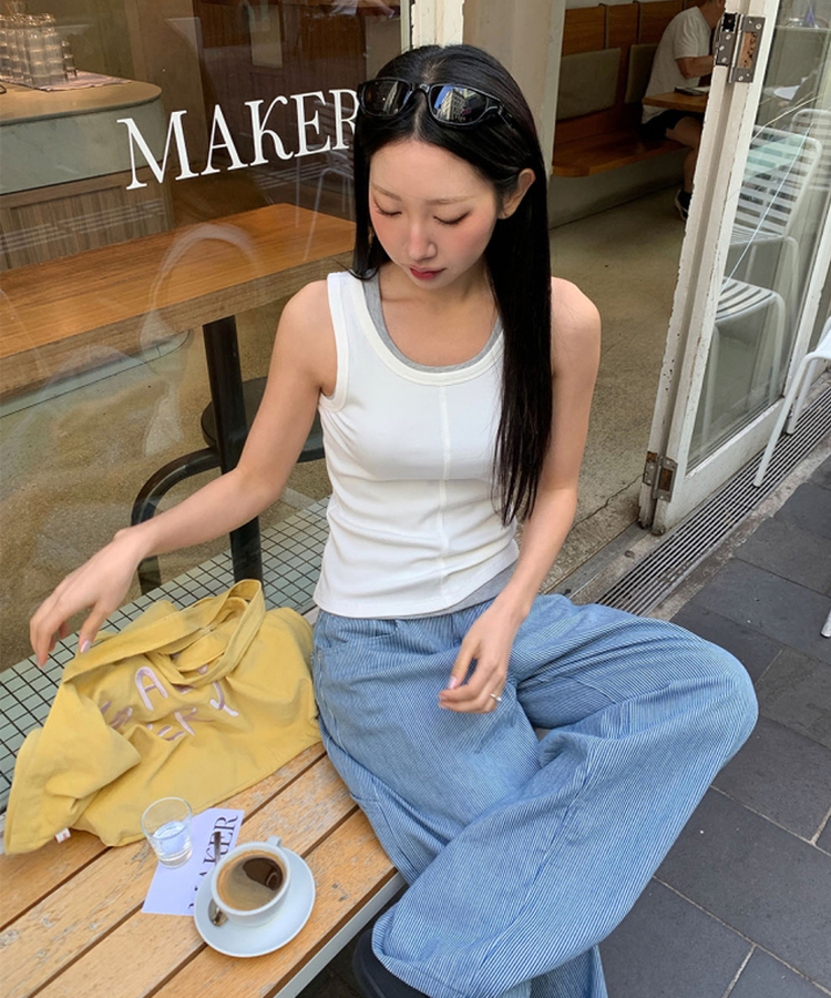 スリットリブキャミソール(5color) WHITE