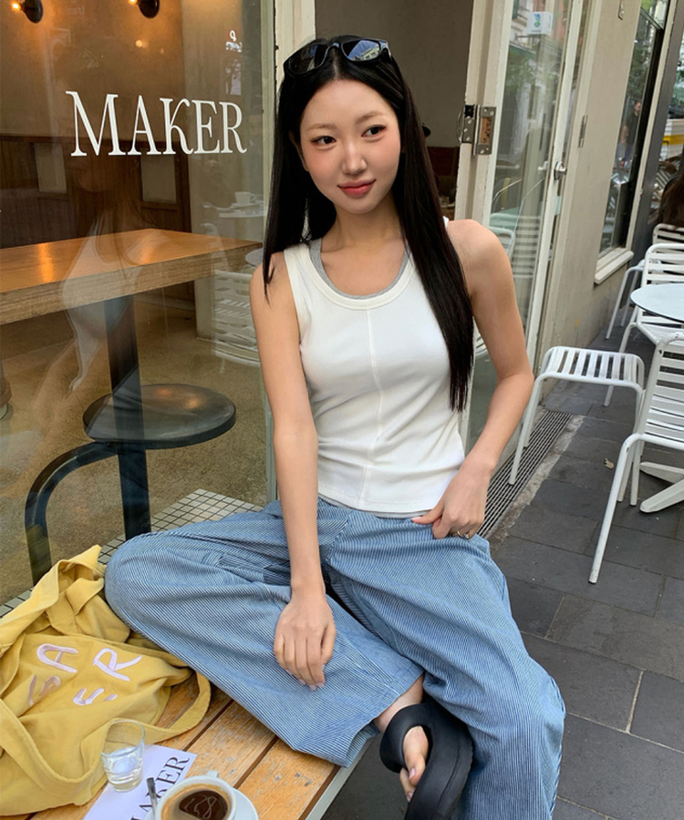 スリットリブキャミソール(5color) WHITE