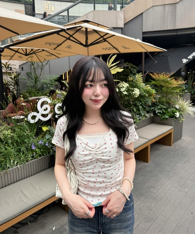 チェリーシャーリング半袖Tシャツ WHITE