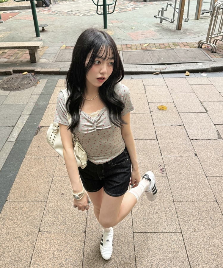 チェリーシャーリング半袖Tシャツ GREY