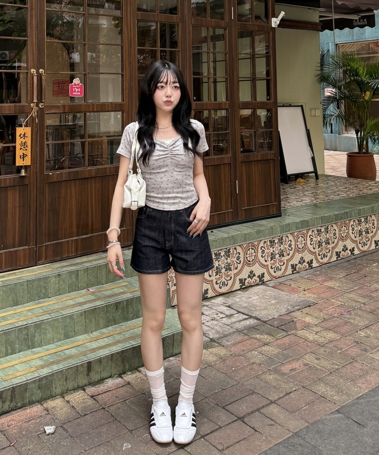 チェリーシャーリング半袖Tシャツ GREY