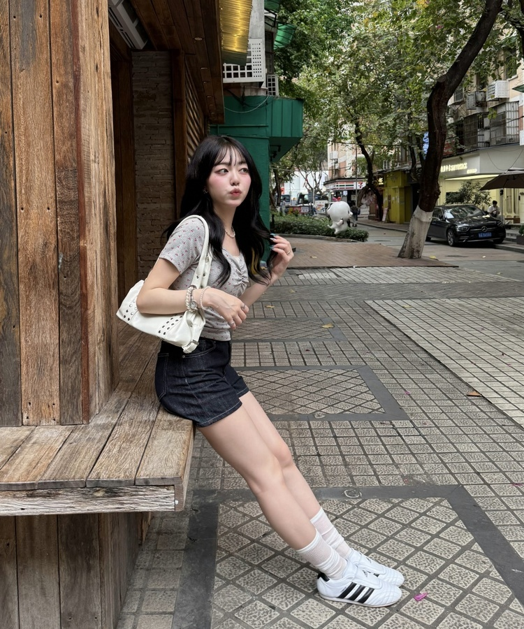 チェリーシャーリング半袖Tシャツ GREY