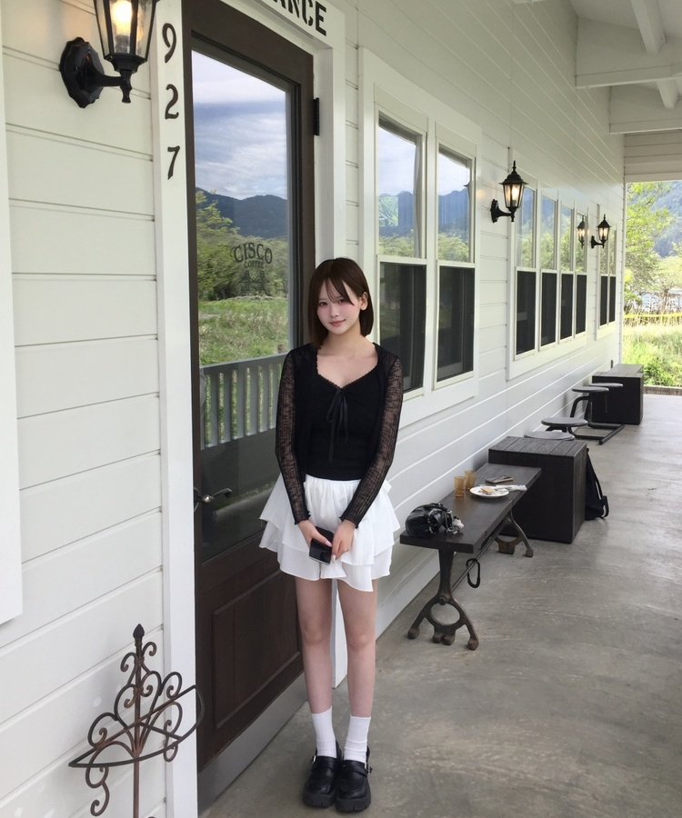리본 캉캉 스커트 아이보리