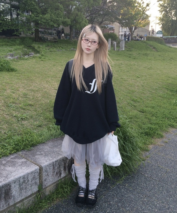 バルーンチュールミディスカート GREY