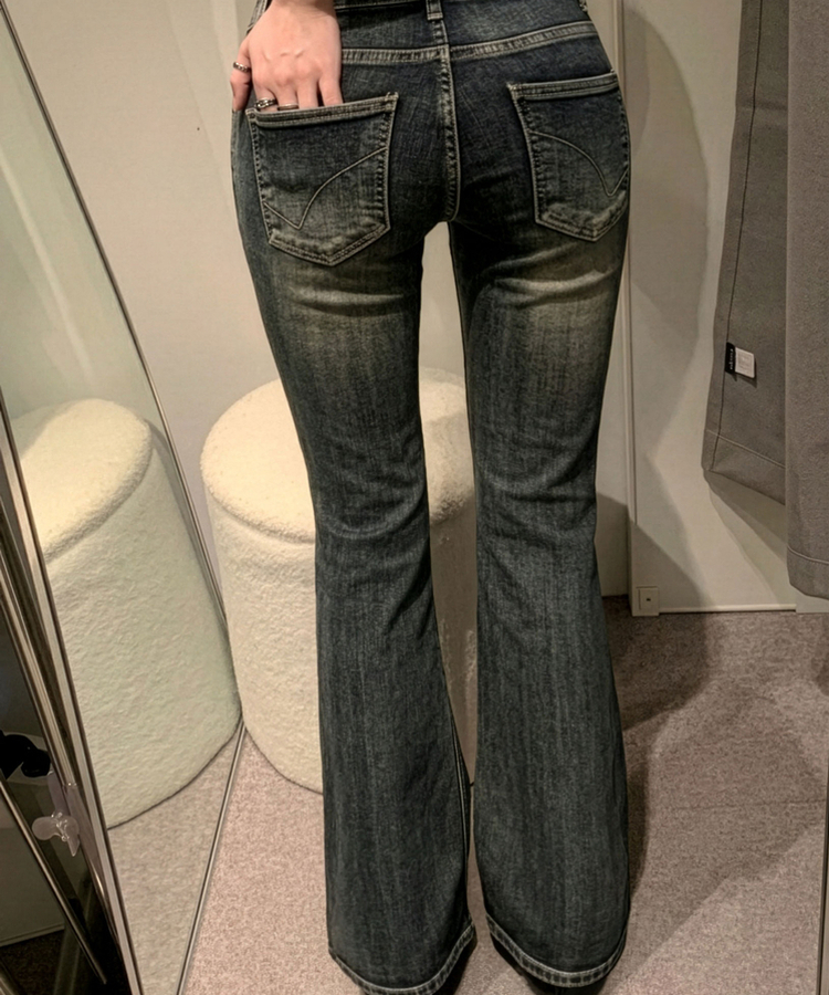 ロウライズウォッシュデニムパンツ DEEP DENIM