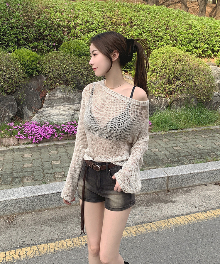 【ベルト付きビンテージショートデニムパンツ BLACK DENIM