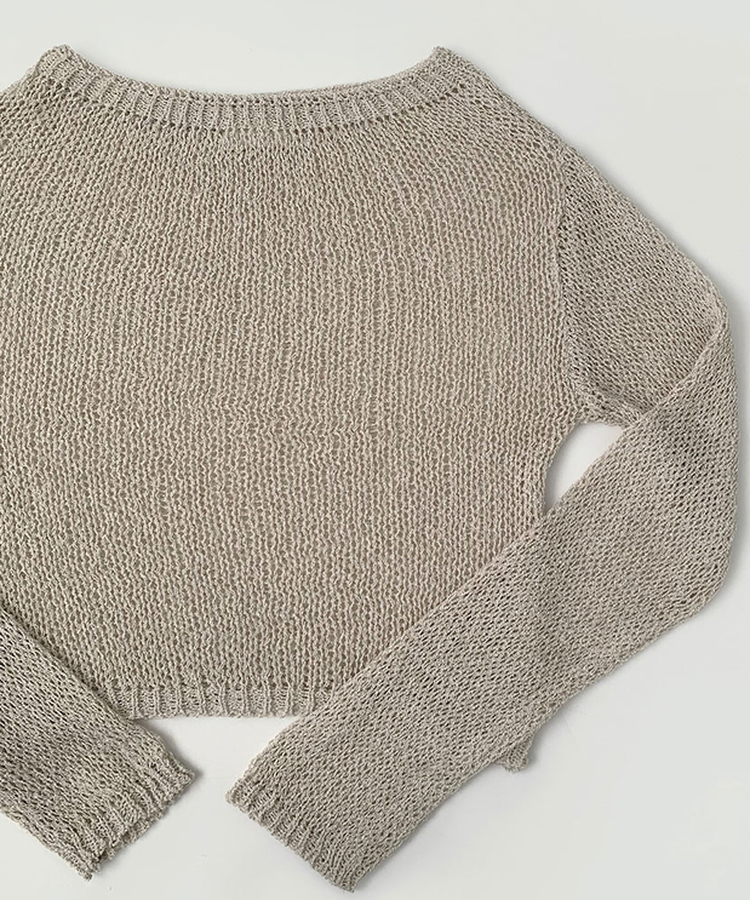 ボートネックメッシュ長袖トップス