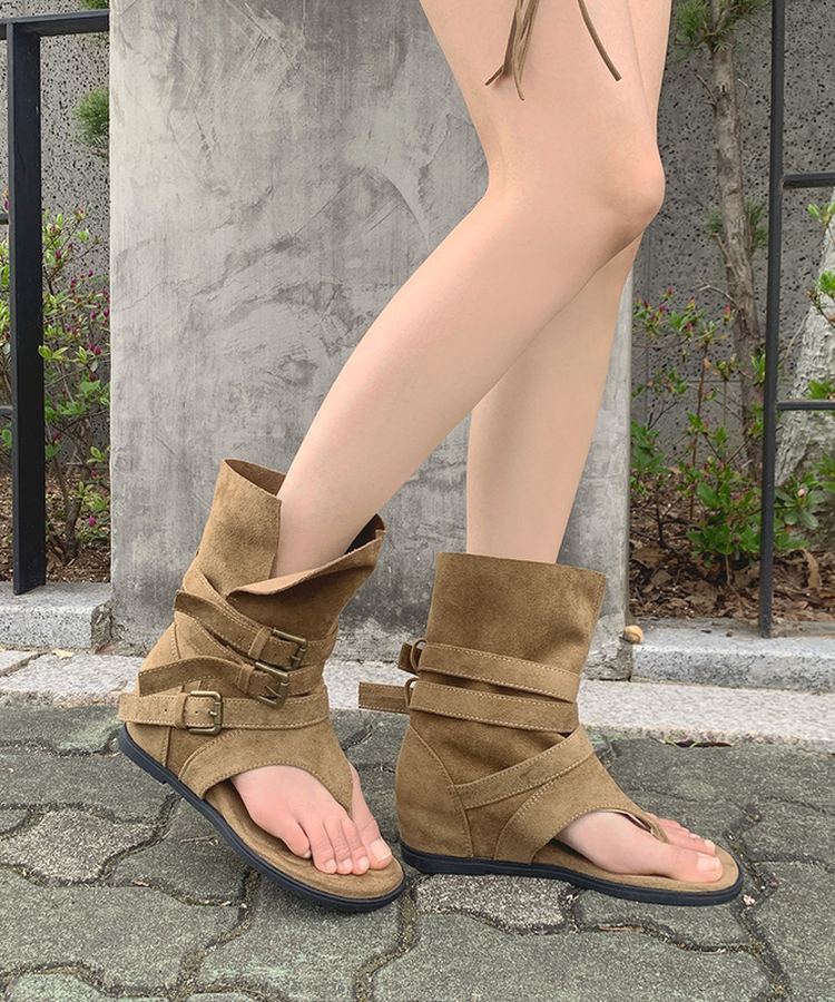 ミドルスエードトングブーツ BEIGE