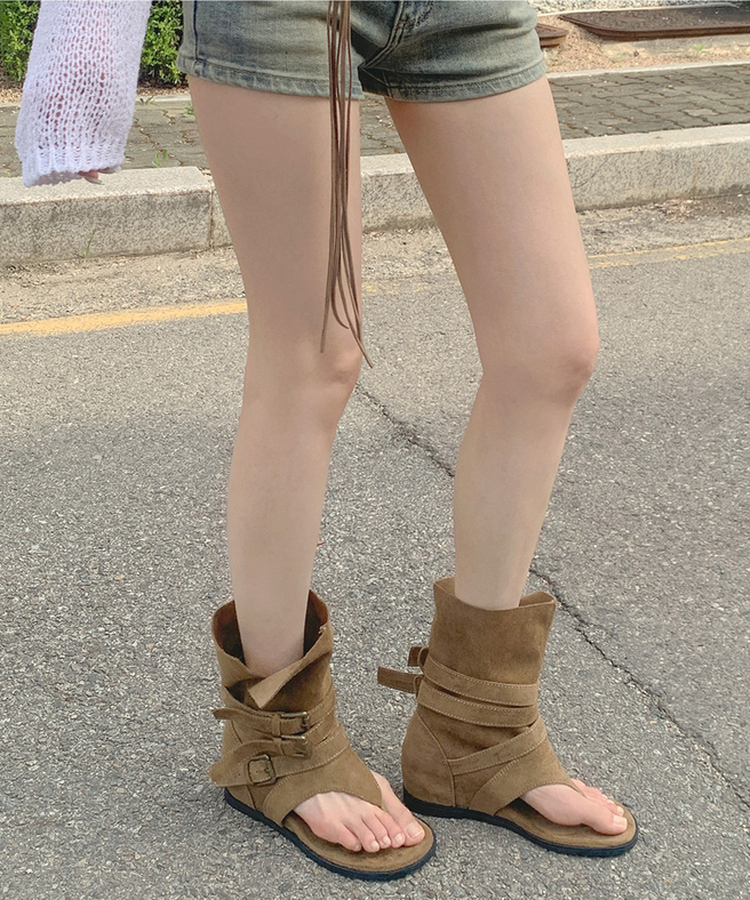 ミドルスエードトングブーツ BEIGE