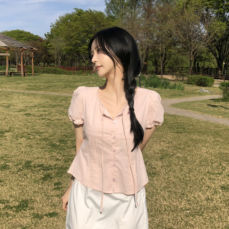 ピンタックパフブラウス PINK