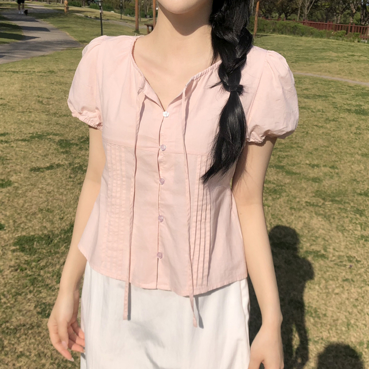 ピンタックパフブラウス PINK