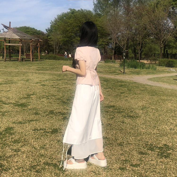 ピンタックパフブラウス PINK