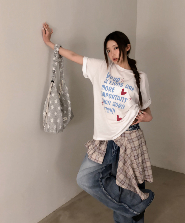 オーバーフィットレタリング半袖Tシャツ WHITE