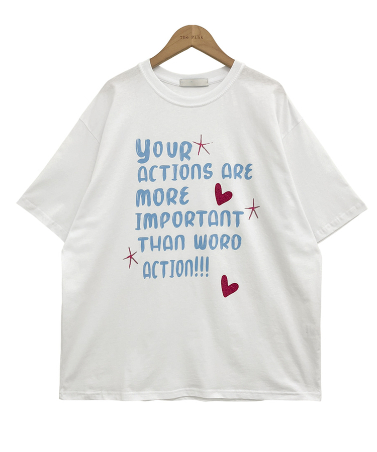 オーバーフィットレタリング半袖Tシャツ