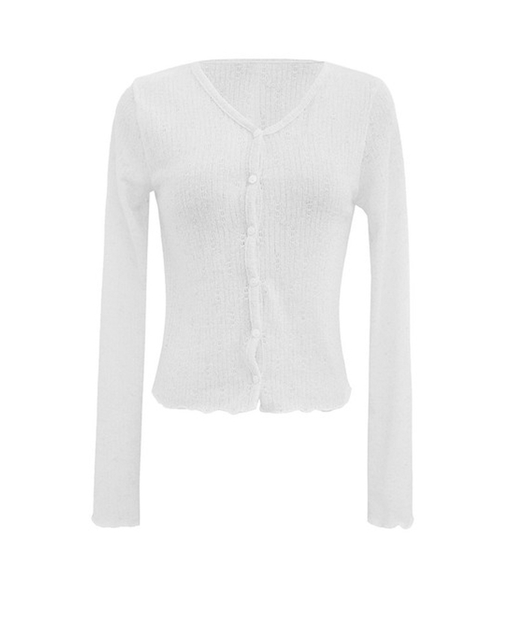 シースルー長袖ニットカーディガン