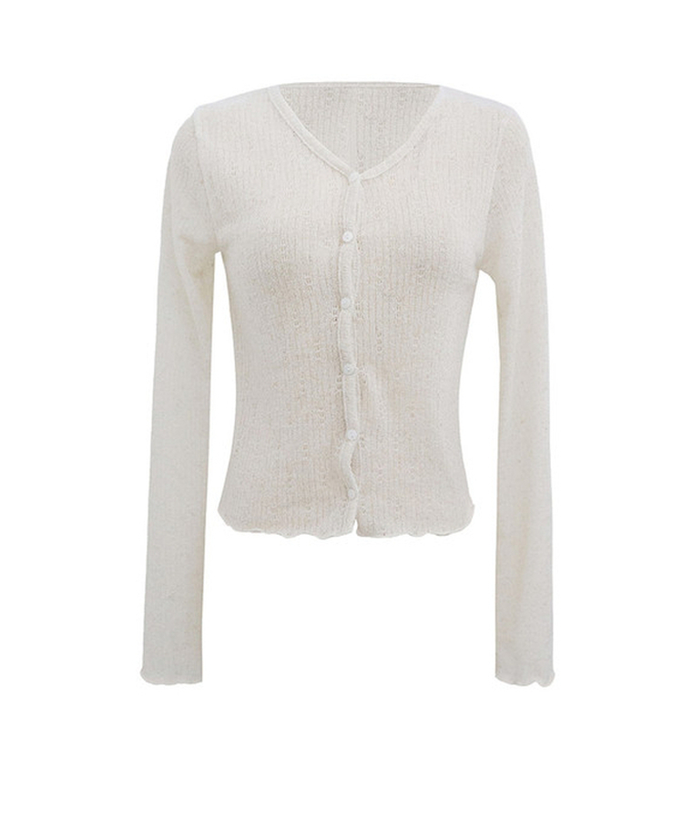 シースルー長袖ニットカーディガン