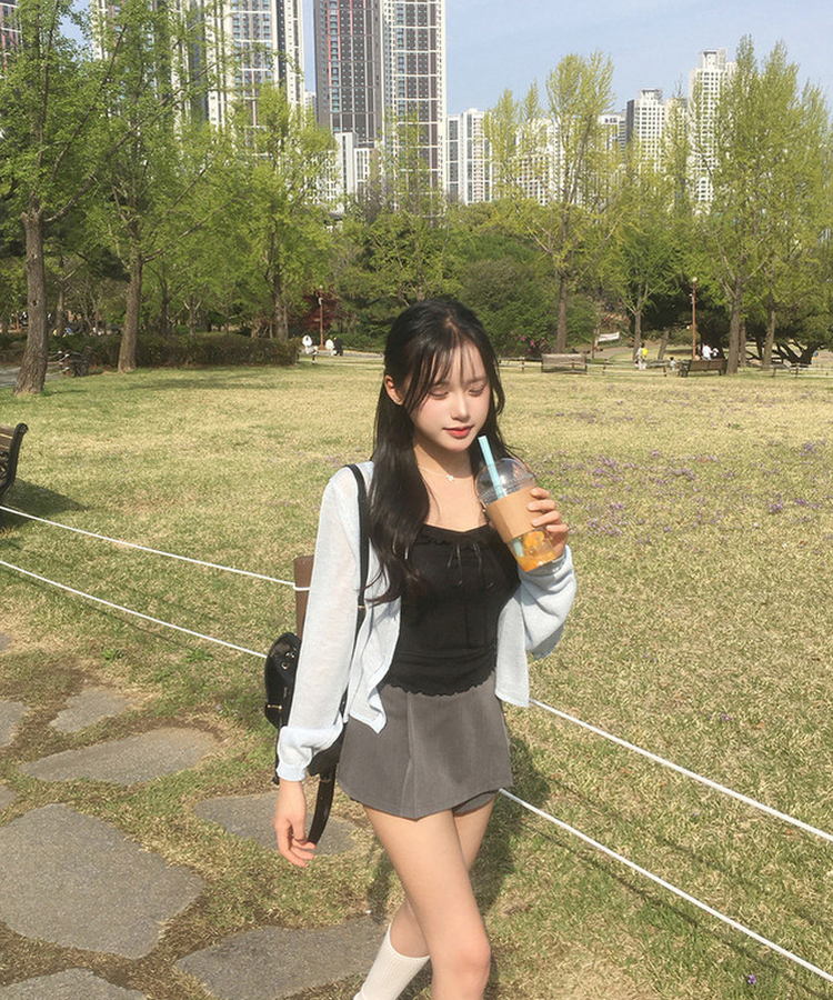 【ベルト付き】プリーツミニスカートパンツ GREY