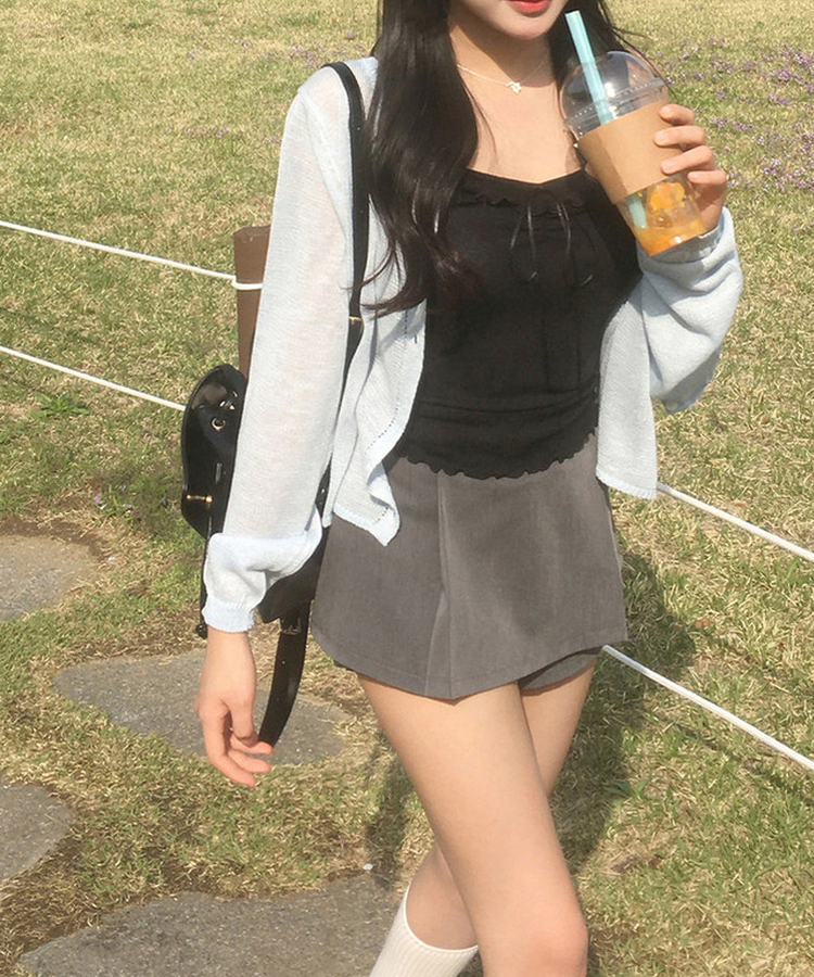 【ベルト付き】プリーツミニスカートパンツ GREY