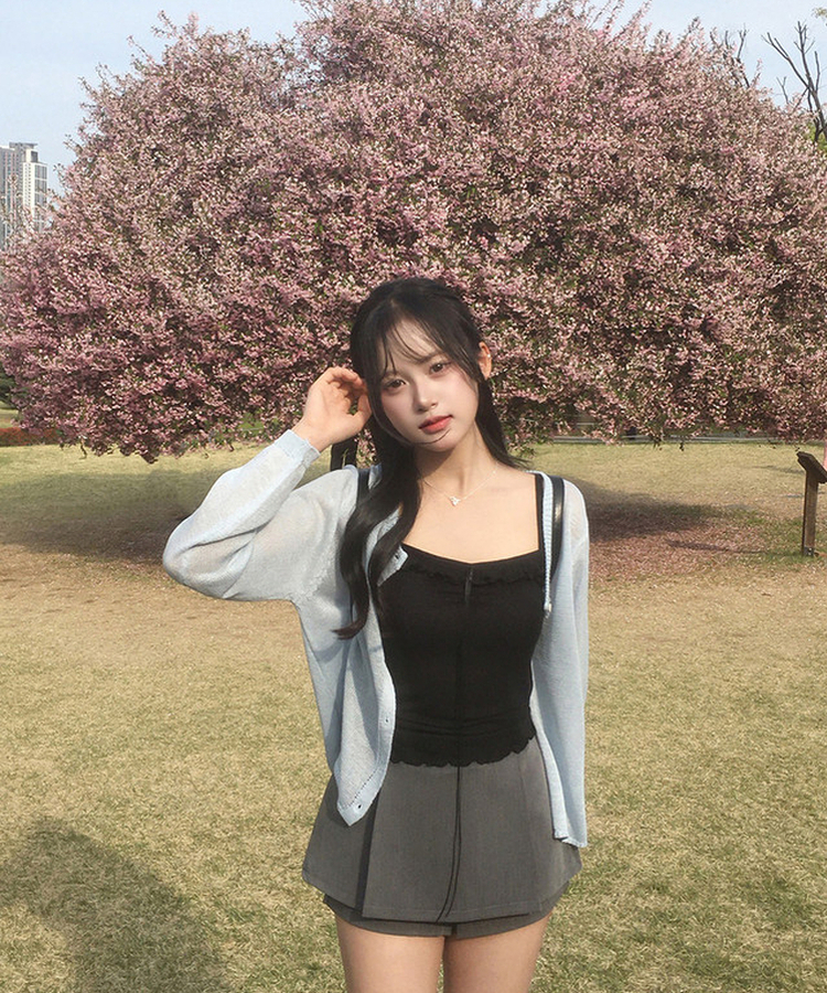 【ベルト付き】プリーツミニスカートパンツ GREY