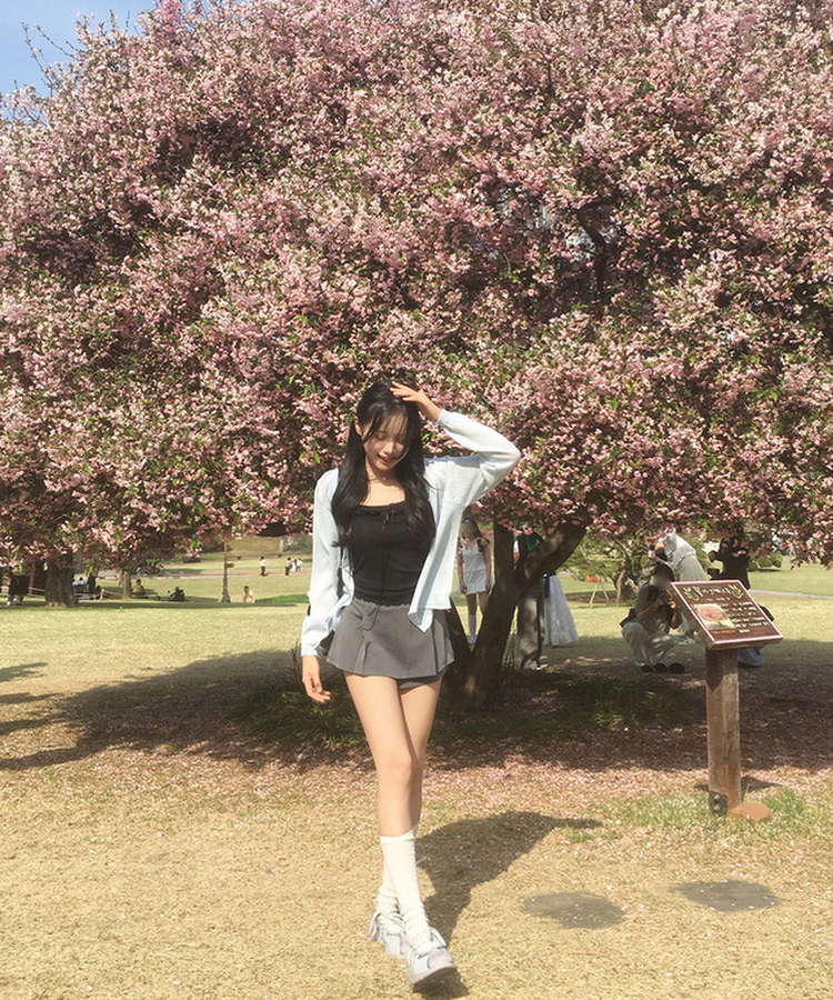 【ベルト付き】プリーツミニスカートパンツ GREY