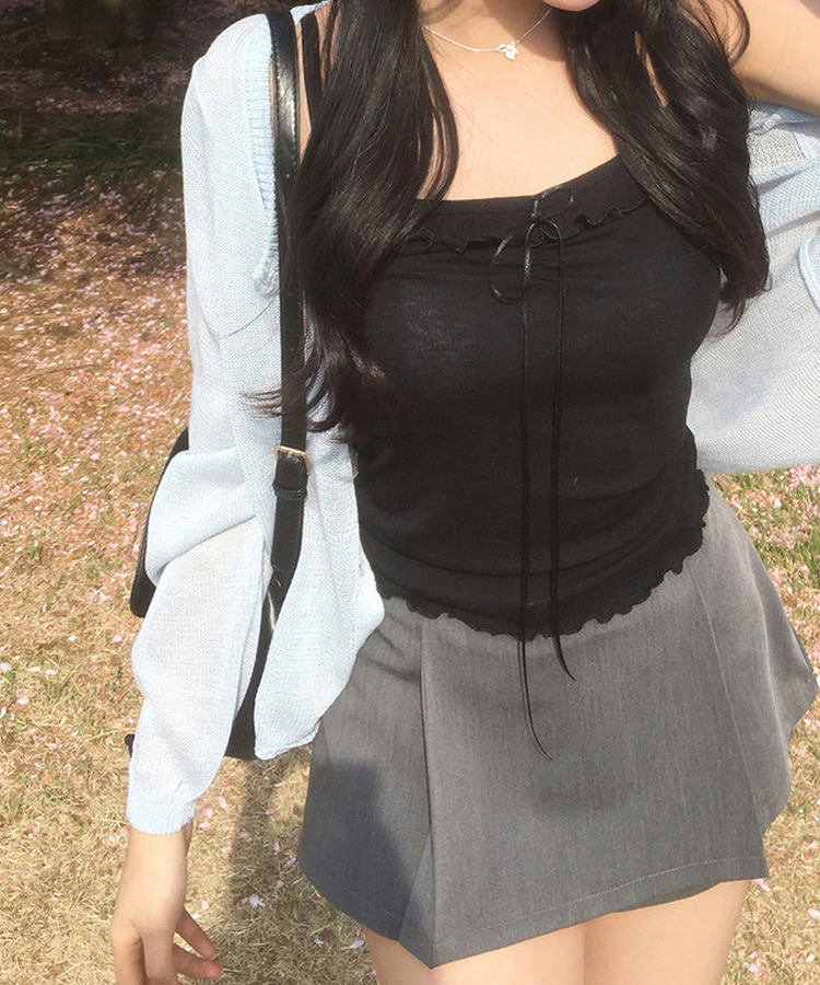 【ベルト付き】プリーツミニスカートパンツ GREY